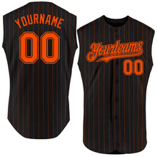 Load image into Gallery viewer, Custom Black Orange Pinstripe Orange Authentic Sleeveless Baseball Jersey