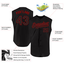 Load image into Gallery viewer, Custom Black Red Authentic Sleeveless Baseball Jersey