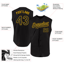 Load image into Gallery viewer, Custom Black Gold Authentic Sleeveless Baseball Jersey