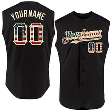 Load image into Gallery viewer, Custom Black Vintage USA Flag-Cream Authentic Sleeveless Baseball Jersey