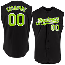Load image into Gallery viewer, Custom Black Neon Green-White Authentic Sleeveless Baseball Jersey