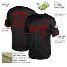 Load image into Gallery viewer, Custom Black Red Mesh Authentic Throwback Baseball Jersey