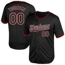 Load image into Gallery viewer, Custom Black White-Red Mesh Authentic Throwback Baseball Jersey