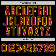 Load image into Gallery viewer, Custom Black Crimson-Yellow Mesh Authentic Throwback Baseball Jersey