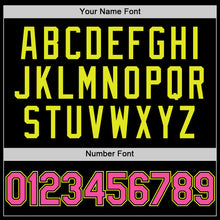 Load image into Gallery viewer, Custom Black Pink-Neon Yellow Mesh Authentic Throwback Baseball Jersey