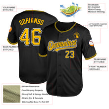 Load image into Gallery viewer, Custom Black Gold-White Mesh Authentic Throwback Baseball Jersey