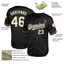 Load image into Gallery viewer, Custom Black White-Old Gold Mesh Authentic Throwback Baseball Jersey