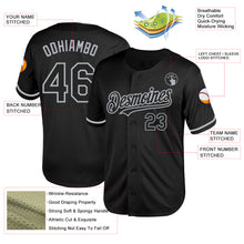 Load image into Gallery viewer, Custom Black Gray Mesh Authentic Throwback Baseball Jersey