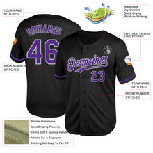 Load image into Gallery viewer, Custom Black Purple-Gray Mesh Authentic Throwback Baseball Jersey