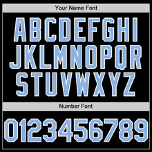 Load image into Gallery viewer, Custom Black Light Blue-White Mesh Authentic Throwback Baseball Jersey