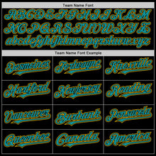 Load image into Gallery viewer, Custom Black Teal-Yellow Mesh Authentic Throwback Baseball Jersey