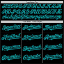 Load image into Gallery viewer, Custom Black Teal Mesh Authentic Throwback Baseball Jersey