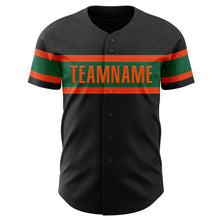 Load image into Gallery viewer, Custom Black Kelly Green-Orange Authentic Baseball Jersey