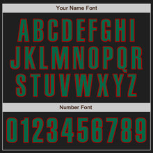 Load image into Gallery viewer, Custom Black Kelly Green-Red Authentic Baseball Jersey