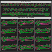 Load image into Gallery viewer, Custom Black Pink-Grass Green Authentic Baseball Jersey