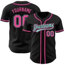 Load image into Gallery viewer, Custom Black Pink-Ice Blue Authentic Baseball Jersey