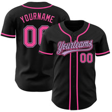 Load image into Gallery viewer, Custom Black Pink-Light Purple Authentic Baseball Jersey