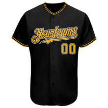 Load image into Gallery viewer, Custom Black Gold-White Authentic Baseball Jersey