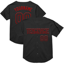 Load image into Gallery viewer, Custom Black Red Mesh Authentic Throwback Baseball Jersey