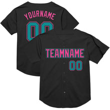 Load image into Gallery viewer, Custom Black Teal-Pink Mesh Authentic Throwback Baseball Jersey