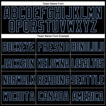 Load image into Gallery viewer, Custom Black Light Blue Mesh Authentic Throwback Baseball Jersey