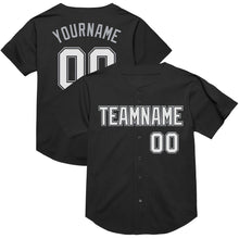 Load image into Gallery viewer, Custom Black White-Gray Mesh Authentic Throwback Baseball Jersey
