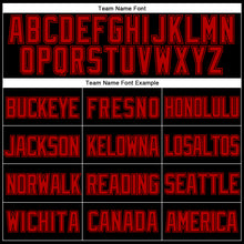 Load image into Gallery viewer, Custom Black Red Mesh Authentic Throwback Baseball Jersey