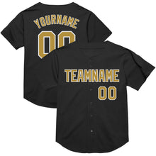 Load image into Gallery viewer, Custom Black Old Gold-White Mesh Authentic Throwback Baseball Jersey