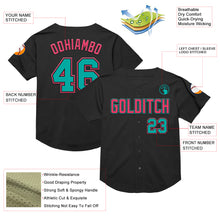 Load image into Gallery viewer, Custom Black Aqua-Neon Pink Mesh Authentic Throwback Baseball Jersey