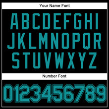 Load image into Gallery viewer, Custom Stitched Black Teal Sports Pullover Sweatshirt Hoodie