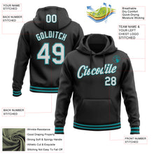 Load image into Gallery viewer, Custom Stitched Black White-Teal Sports Pullover Sweatshirt Hoodie