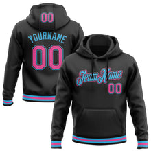 Load image into Gallery viewer, Custom Stitched Black Pink-Sky Blue Sports Pullover Sweatshirt Hoodie