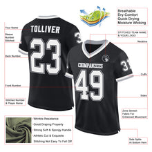 Load image into Gallery viewer, Custom Black White-Gray Mesh Authentic Throwback Football Jersey