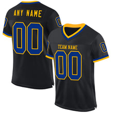 Load image into Gallery viewer, Custom Black Royal-Gold Mesh Authentic Throwback Football Jersey