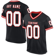 Load image into Gallery viewer, Custom Black White-Red Mesh Authentic Throwback Football Jersey