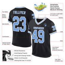 Load image into Gallery viewer, Custom Black Light Blue-White Mesh Authentic Throwback Football Jersey