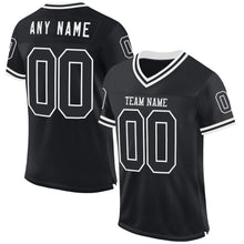 Load image into Gallery viewer, Custom Black White Mesh Authentic Throwback Football Jersey
