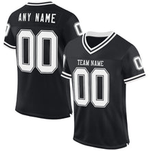Load image into Gallery viewer, Custom Black White Mesh Authentic Throwback Football Jersey