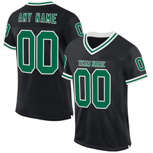 Load image into Gallery viewer, Custom Black Kelly Green-White Mesh Authentic Throwback Football Jersey