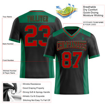 Load image into Gallery viewer, Custom Black Red-Kelly Green Authentic Football Jersey