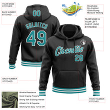 Load image into Gallery viewer, Custom Stitched Black Teal-White Sports Pullover Sweatshirt Hoodie