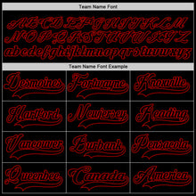 Load image into Gallery viewer, Custom Black Red Hockey Lace Neck Jersey