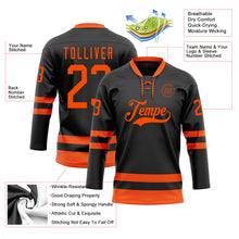 Load image into Gallery viewer, Custom Black Orange Hockey Lace Neck Jersey