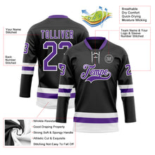 Load image into Gallery viewer, Custom Black Purple-White Hockey Lace Neck Jersey