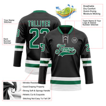Load image into Gallery viewer, Custom Black Kelly Green-White Hockey Lace Neck Jersey