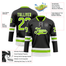 Load image into Gallery viewer, Custom Black Neon Green-White Hockey Lace Neck Jersey