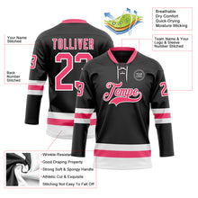 Load image into Gallery viewer, Custom Black Neon Pink-White Hockey Lace Neck Jersey