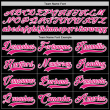 Load image into Gallery viewer, Custom Black Hot Pink-White Hockey Lace Neck Jersey