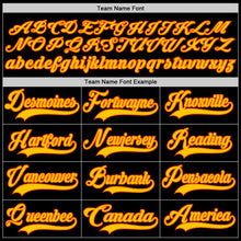 Load image into Gallery viewer, Custom Black Yellow-Orange Hockey Lace Neck Jersey