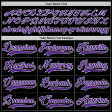 Load image into Gallery viewer, Custom Black Purple-Gray Hockey Lace Neck Jersey